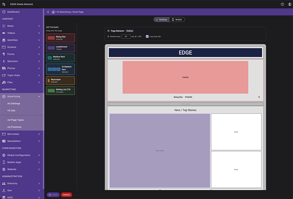 EDGE CMS screenshot